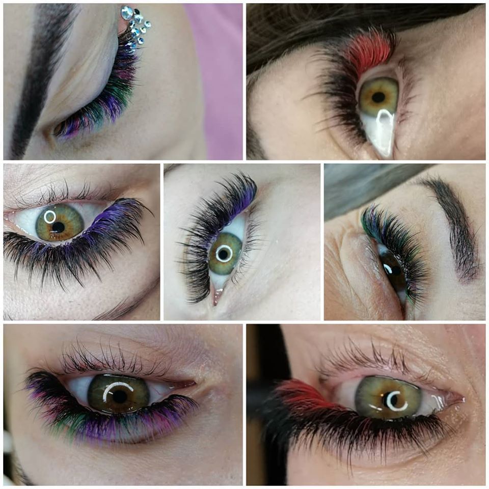 6 coloured eyelashes extension CC curl 0.07, 16rows