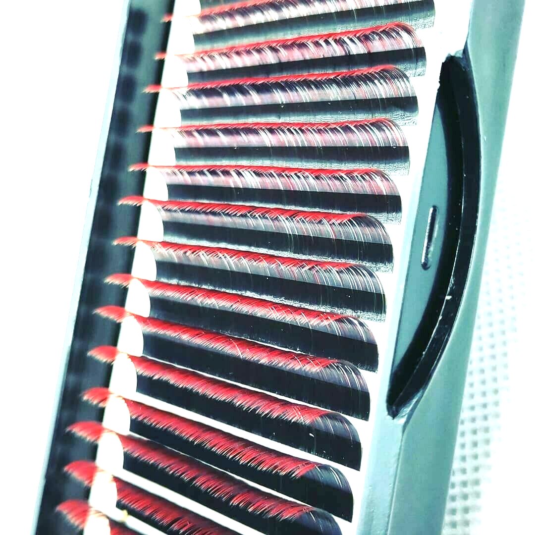 COLOURED OMBRE red/black eyelashes extensions