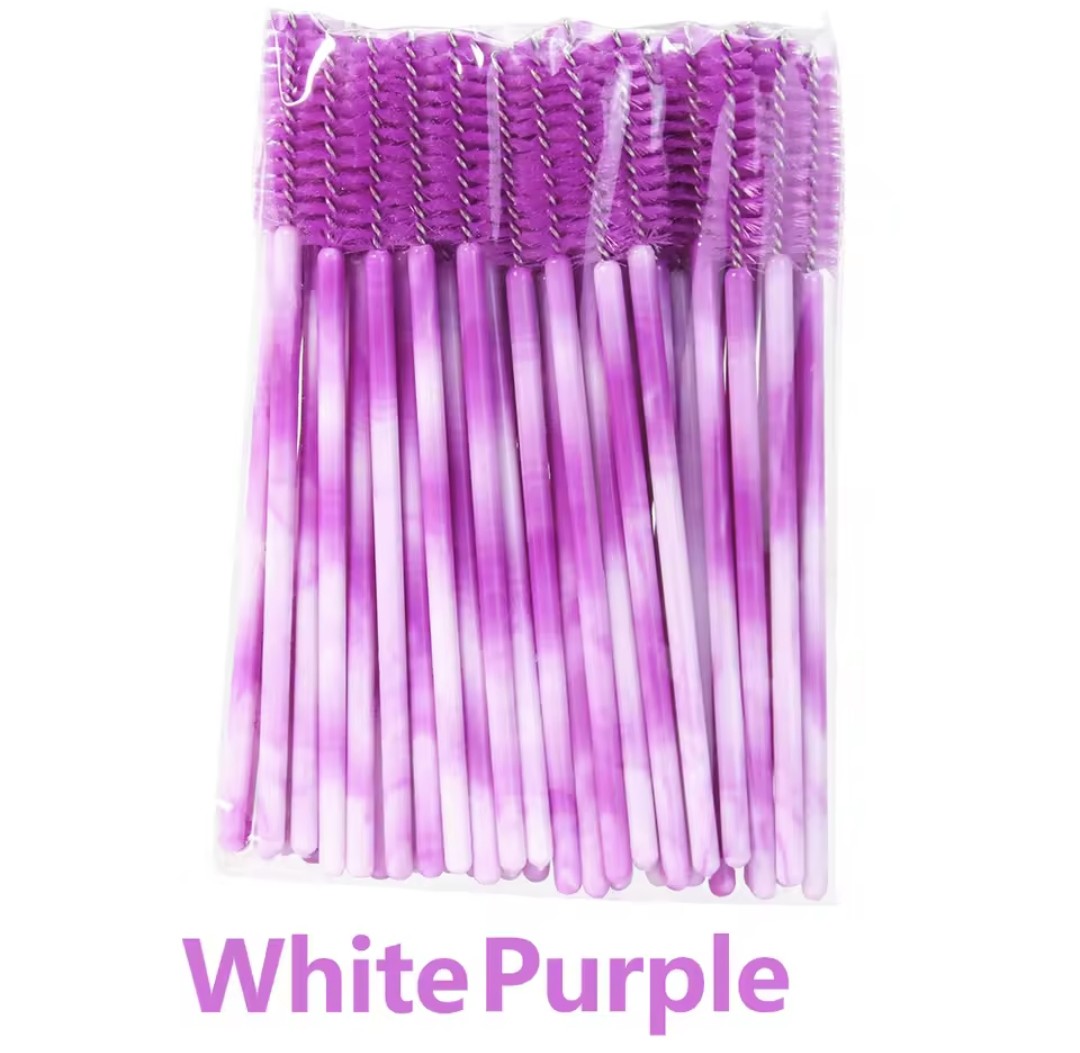 Red , blue,    50 Pcs/Pack Disposable Colorful Eyelash Brushes Plastic Handle Eyebrow Mascara Applicator Eyelash Extension Makeup Tool