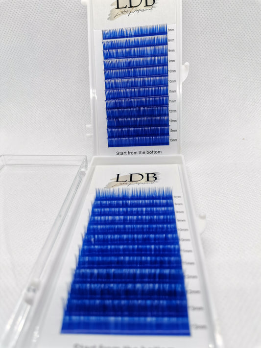 Blue  eyelashes extension 0.07 C curl Mix size 8-13mm